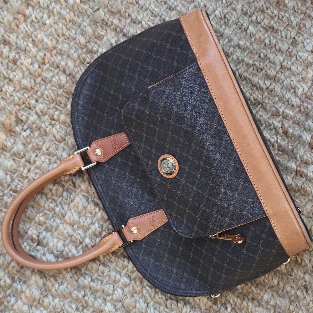 {RIONI} Moda Italia Signature Dome Brown Handle Bag